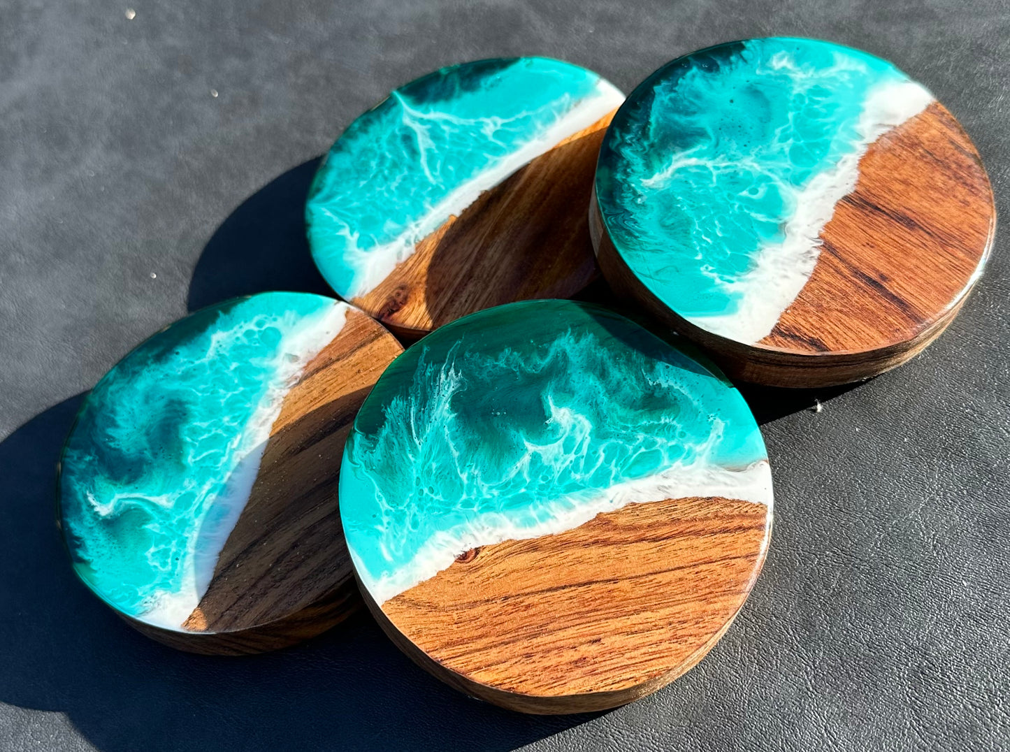 Acacia ocean coasters - moody seas