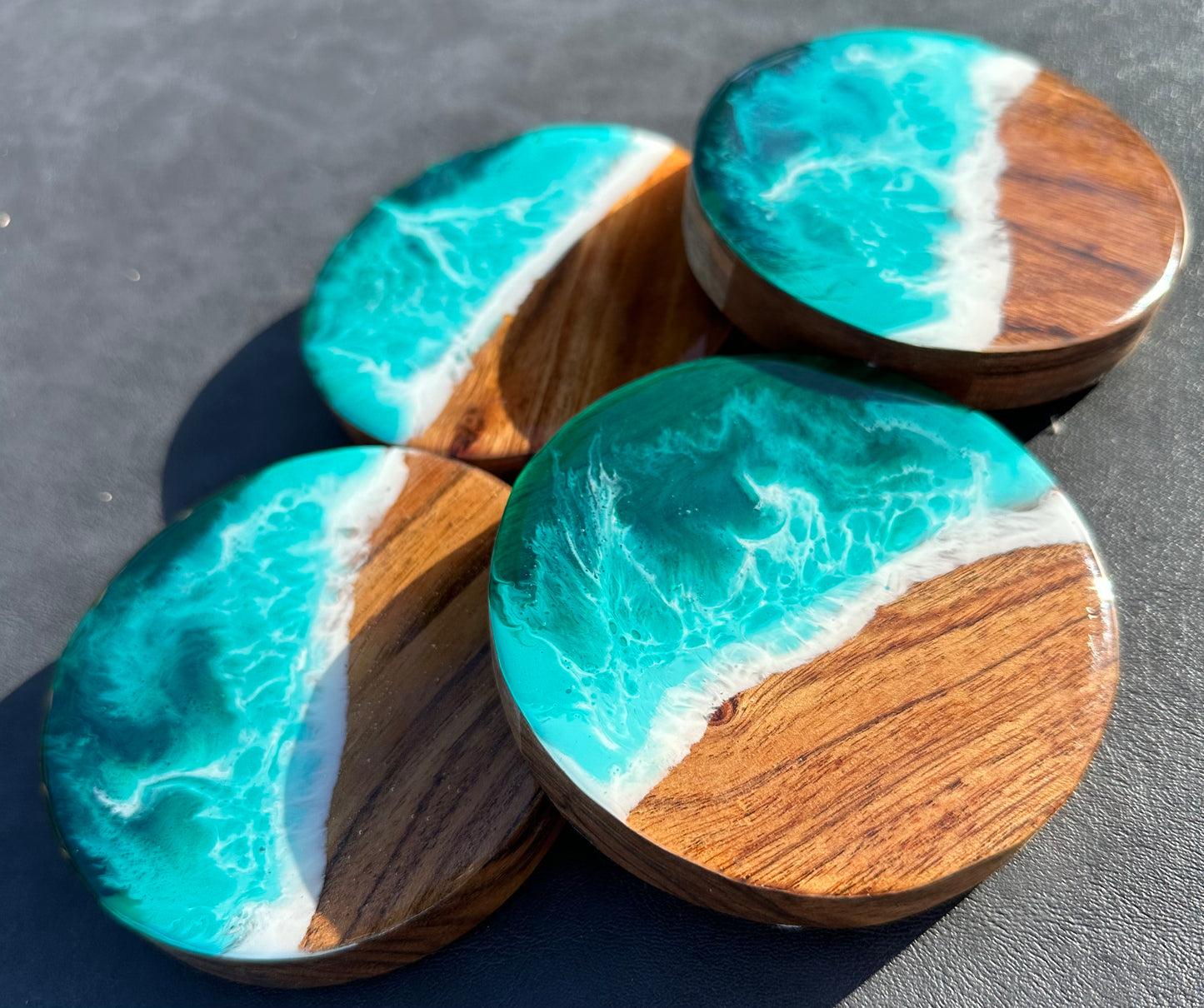 Acacia ocean coasters - moody seas