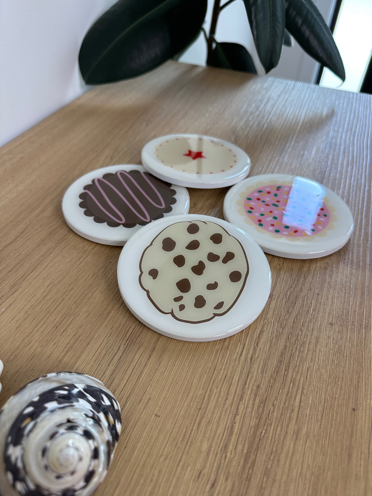 Kiwi biscuit coasters