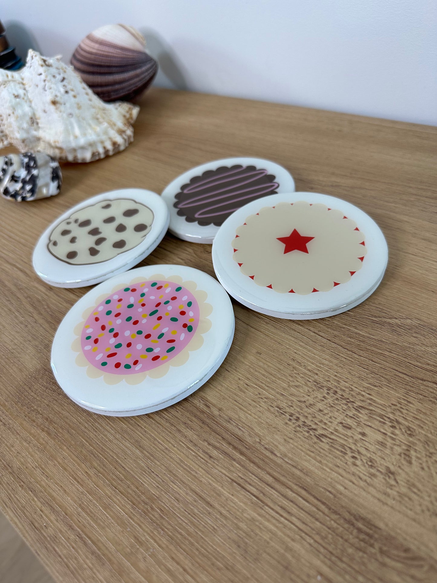 Kiwi biscuit coasters