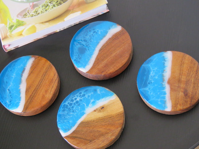 Acacia Ocean Coasters - Aqua Blue