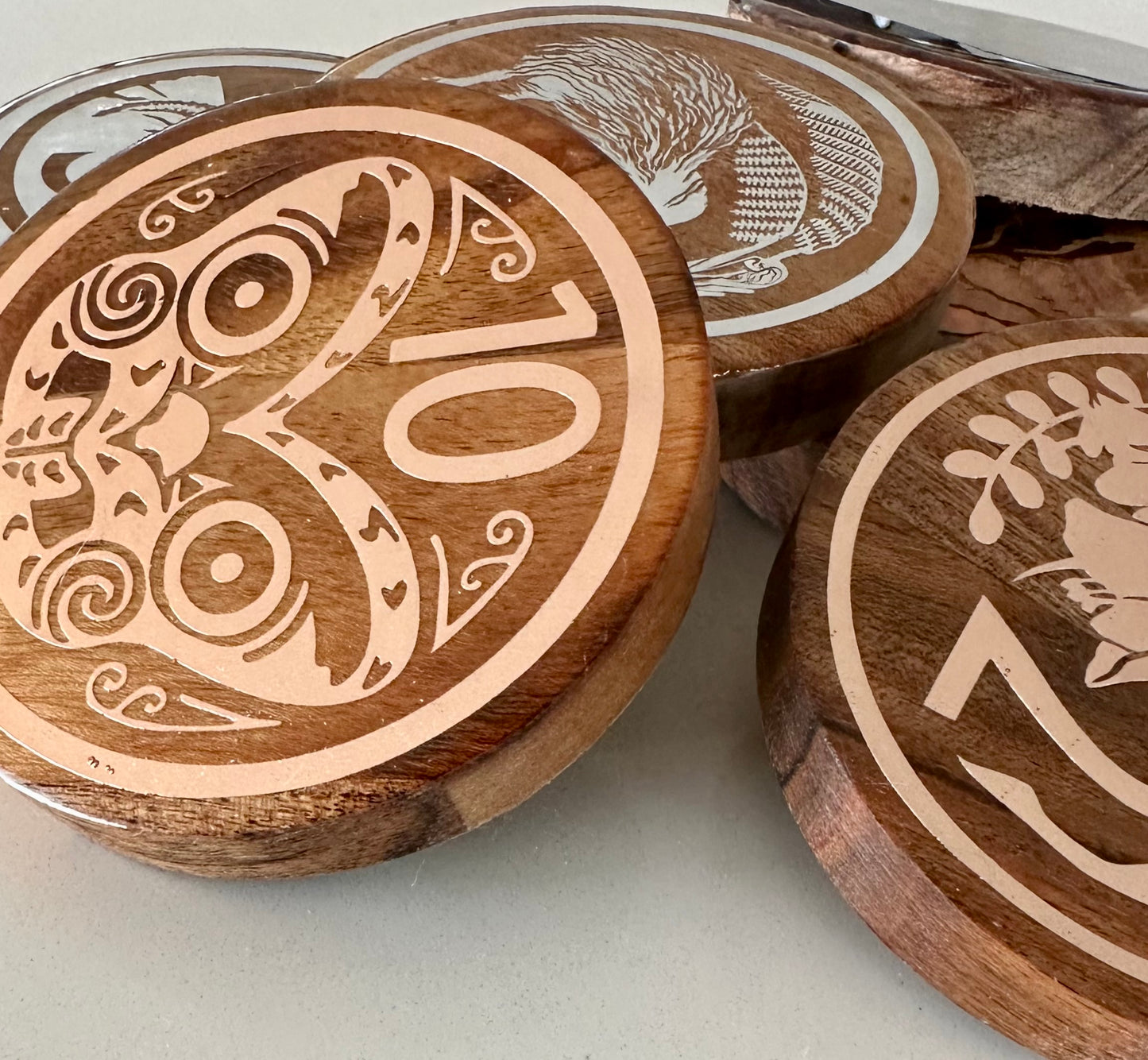 Vintage NZ coin coasters