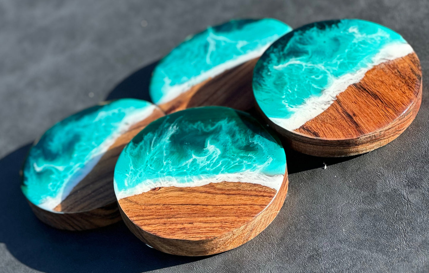 Acacia ocean coasters - moody seas