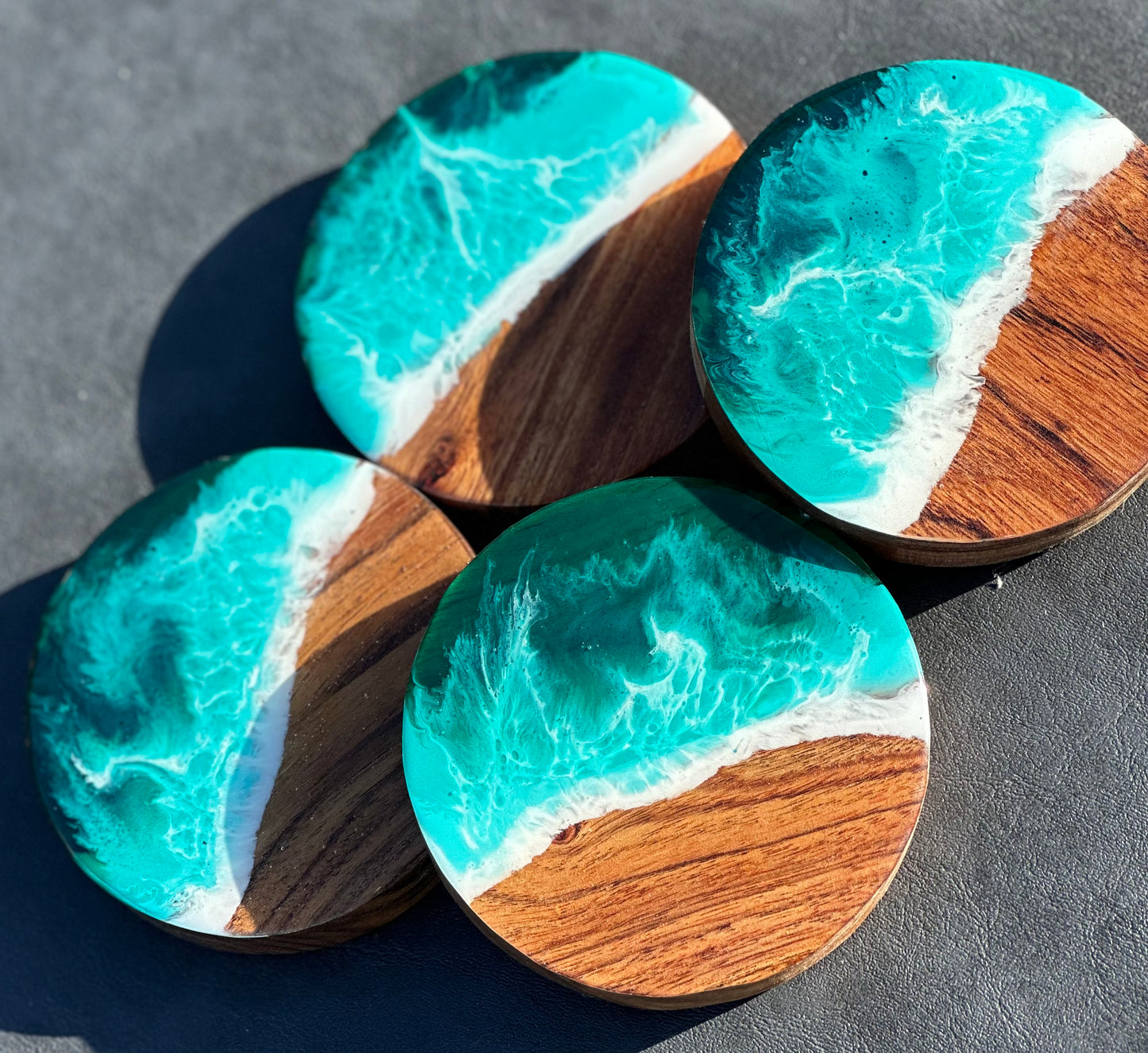 Acacia ocean coasters - moody seas