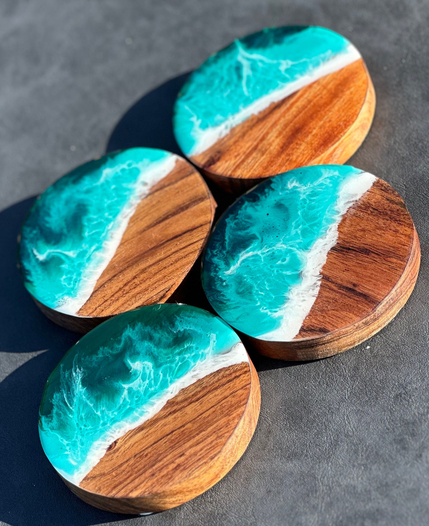 Acacia ocean coasters - moody seas