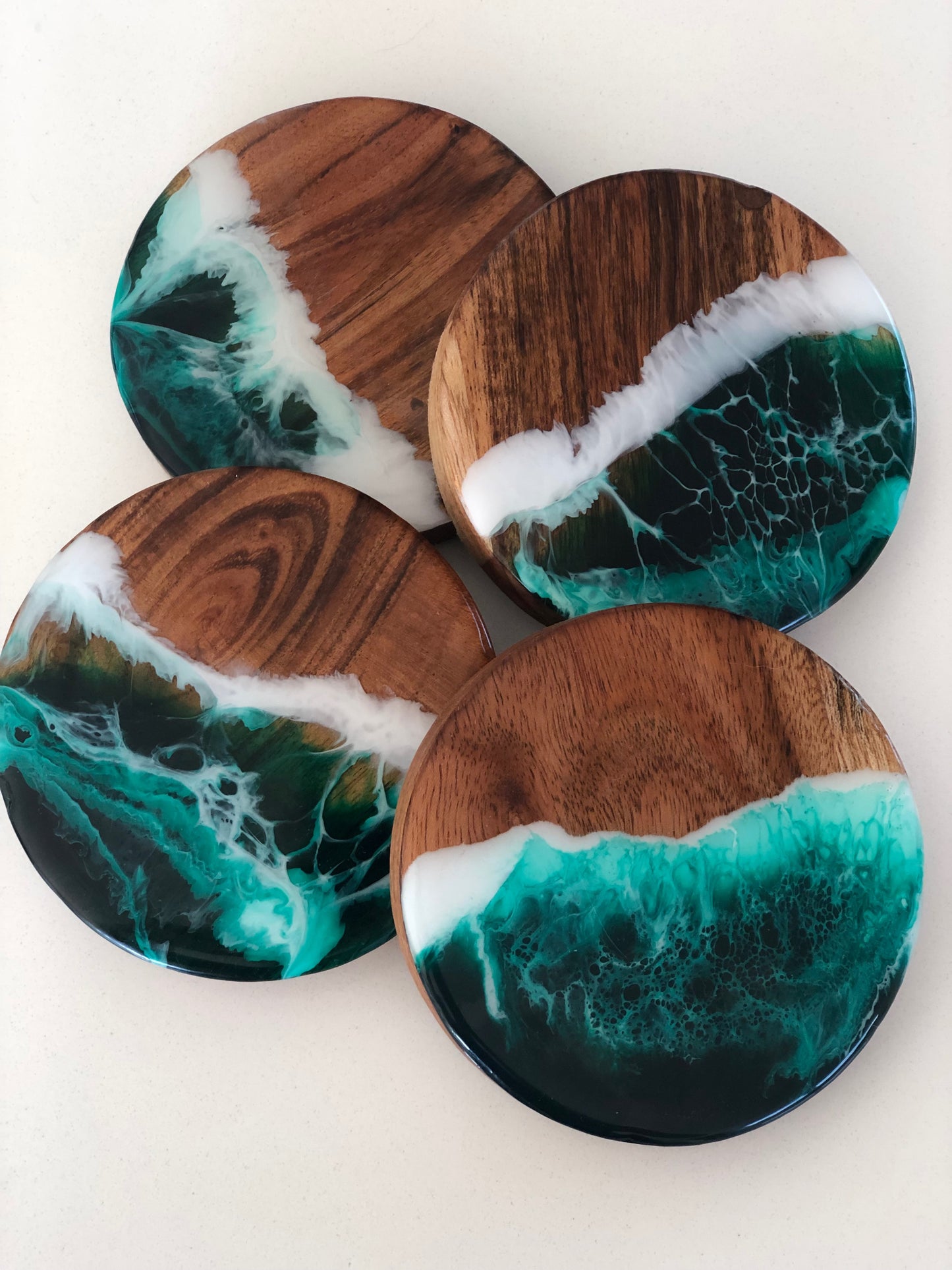 Acacia Emerald Ocean art Coasters