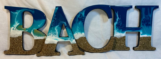 Resin art lettering - BACH