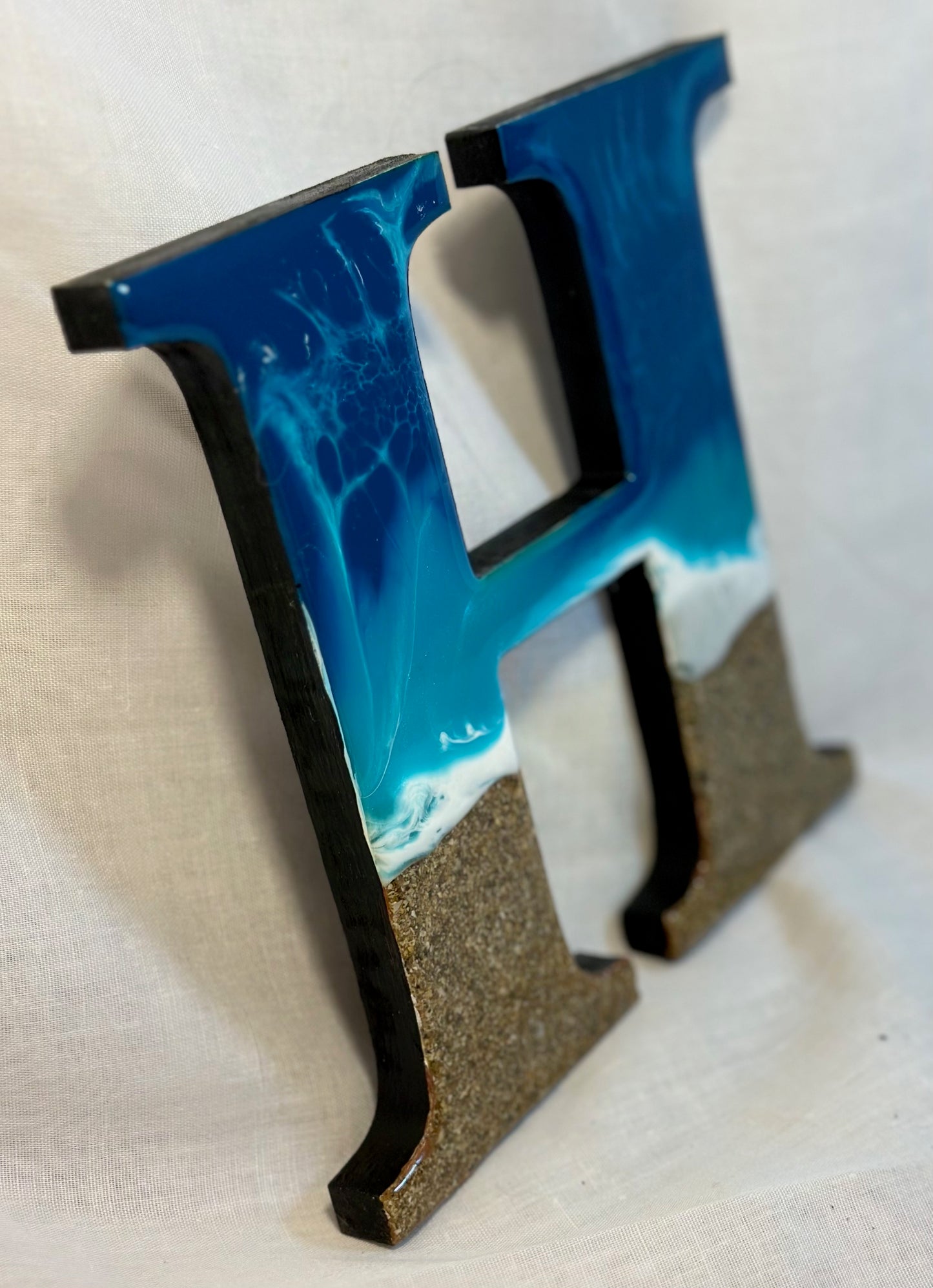 Resin art lettering - BEACH