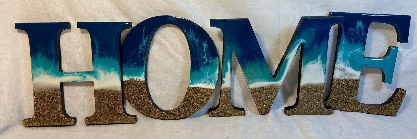 Resin art lettering - HOME