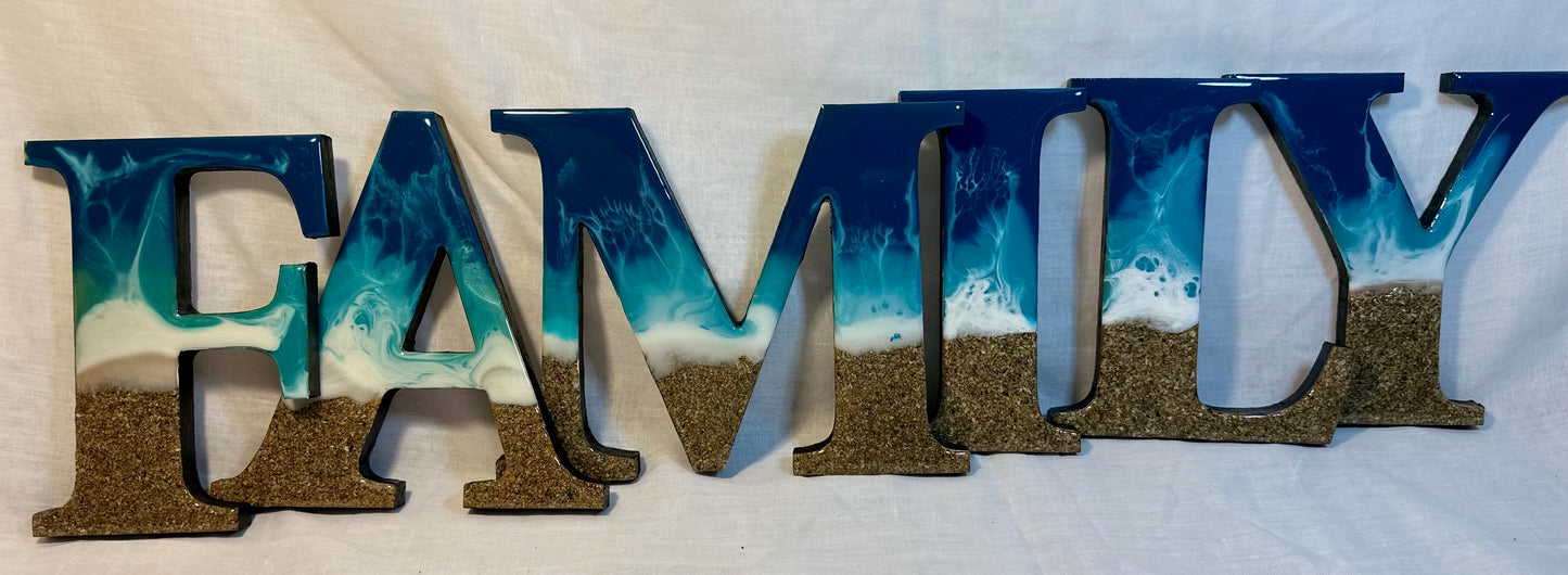 Resin art lettering - FAMILY